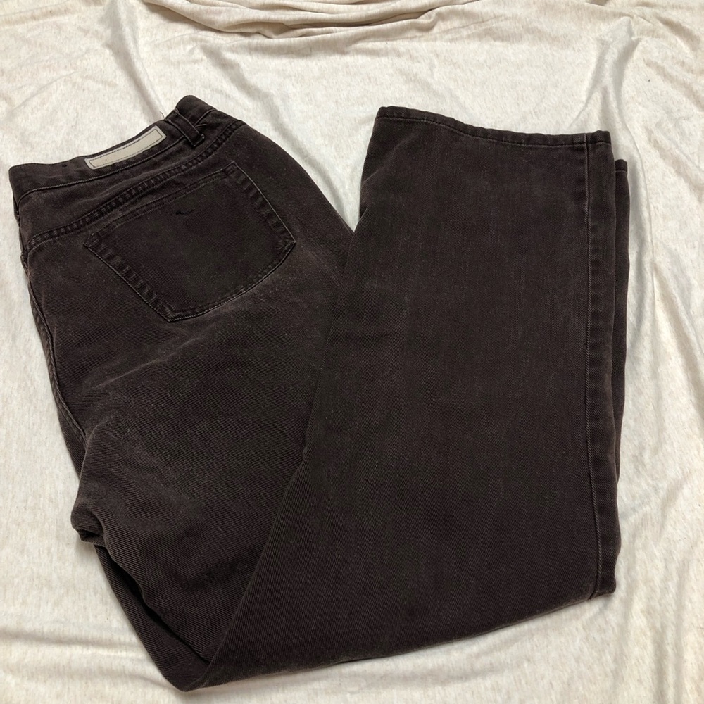 Vintage 90s Y2K Bill Blass Perfect Fit Wide Leg Jeans in Brown Denim Size 16